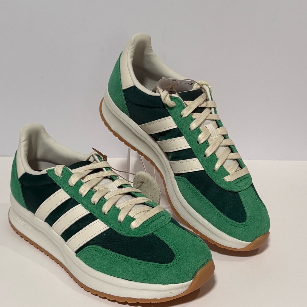 adidas Green Cream Athletic Sneakers with Gum Sole